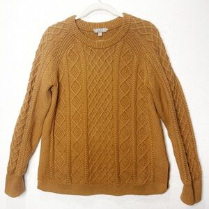 J.Crew Camel Chunky Cable Knit 100% Cotton Sweater Fisherman Heritage Minimalist